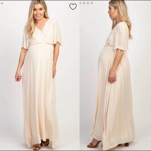 PinkBlush Beige Maternity Dress